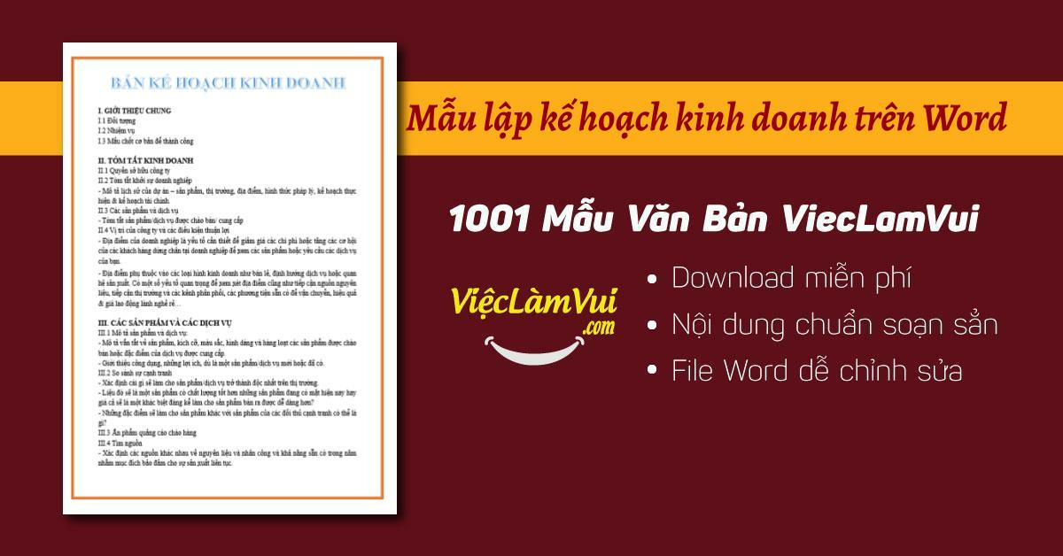 Mẫu kế hoạch kinh doanh trong Word - ViecLamVui