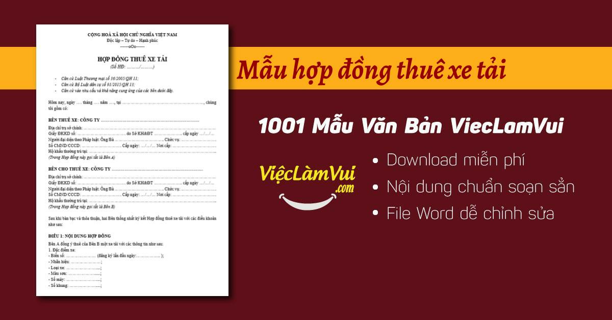 Mẫu hợp đồng thuê xe tải file Word