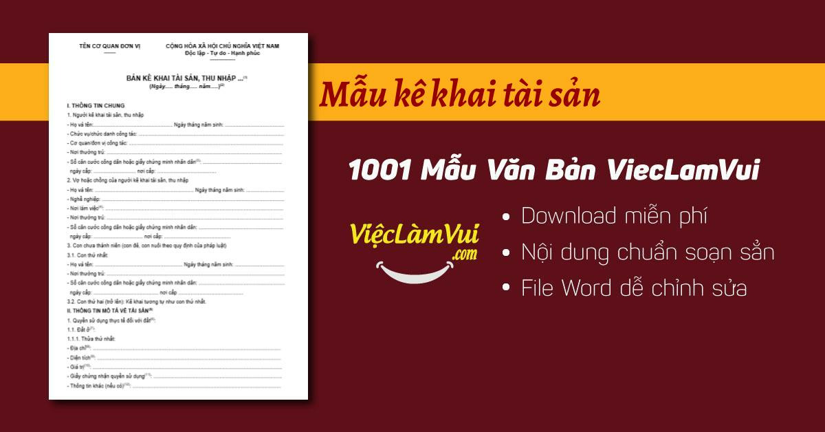 Mẫu kê khai tài sản file Word