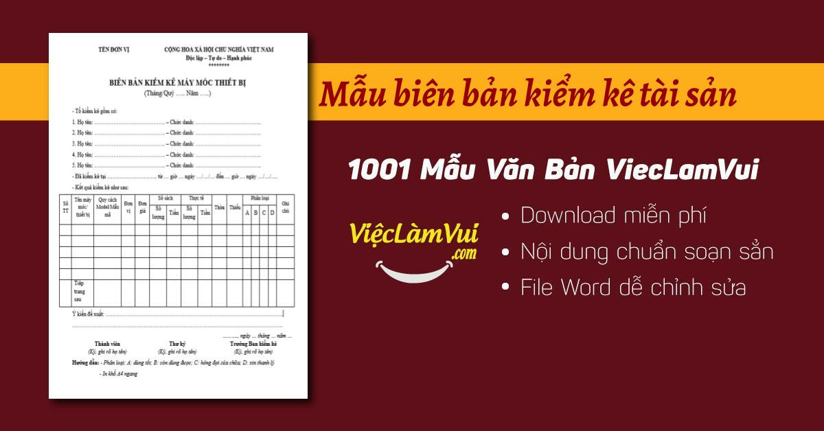 Mẫu biên bản kiểm kê tài sản - ViecLamVui