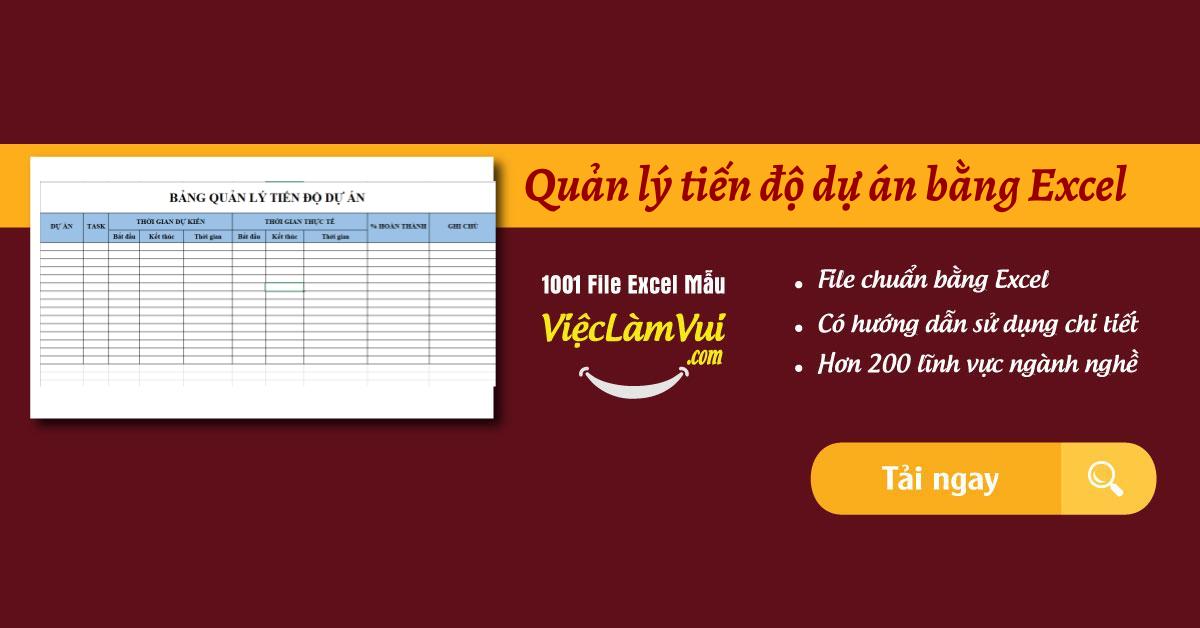 Tải miễn phí quản lý tiến độ dự án bằng Excel