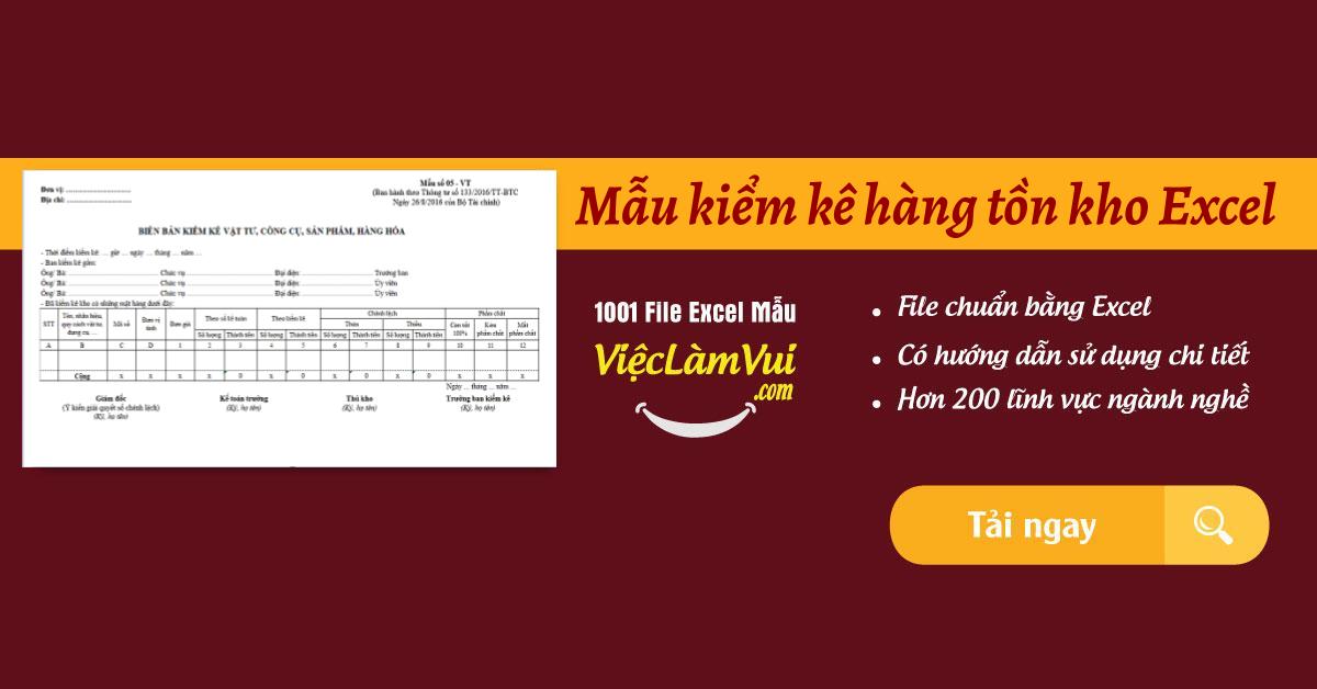 Mẫu kiểm kê hàng tồn kho Excel