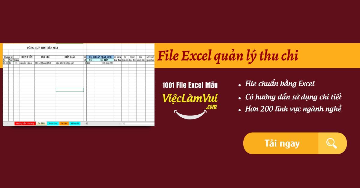 File Excel quản lý thu chi