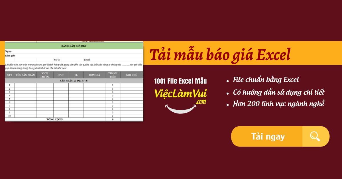 Tải mẫu báo giá Excel