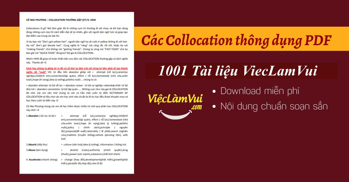 Tổng hợp các Collocation thông dụng PDF