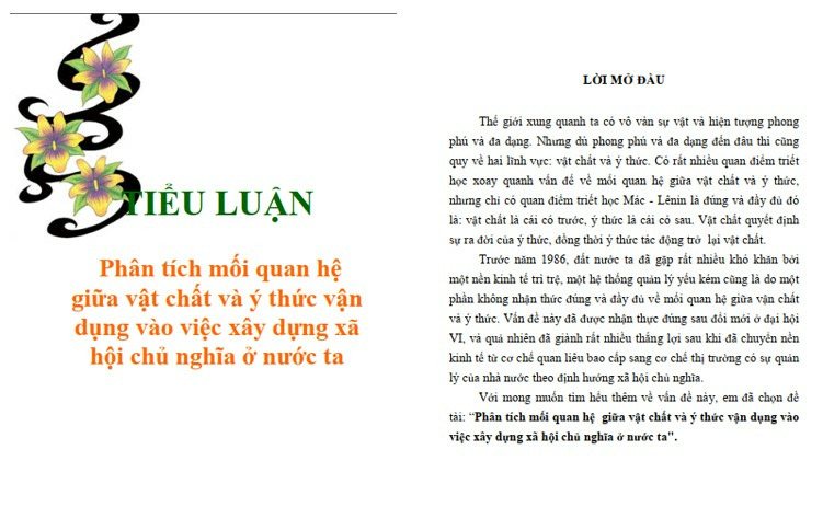 Mẫu tiểu luận mối quan hệ giữa vật chất và ý thức hay và thuyết phục