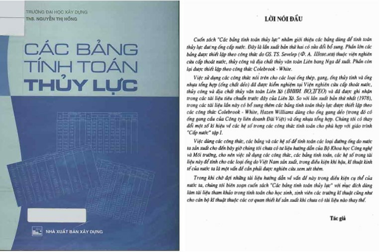 Sách bảng tính toán thuỷ lực PDF