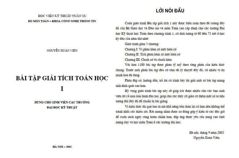 Bài tập giải tích 1 (có lời giải) - Nguyễn Xuân Viên PDF