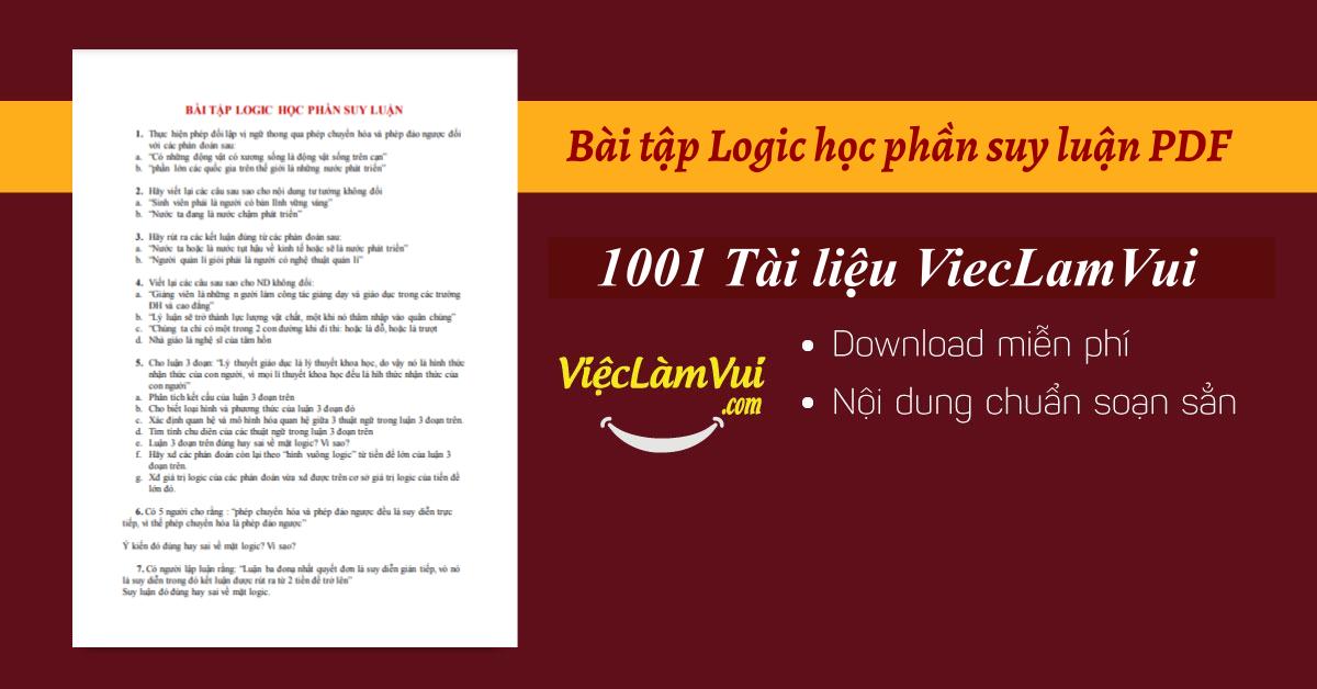 Bài tập Logic học phần suy luận PDF