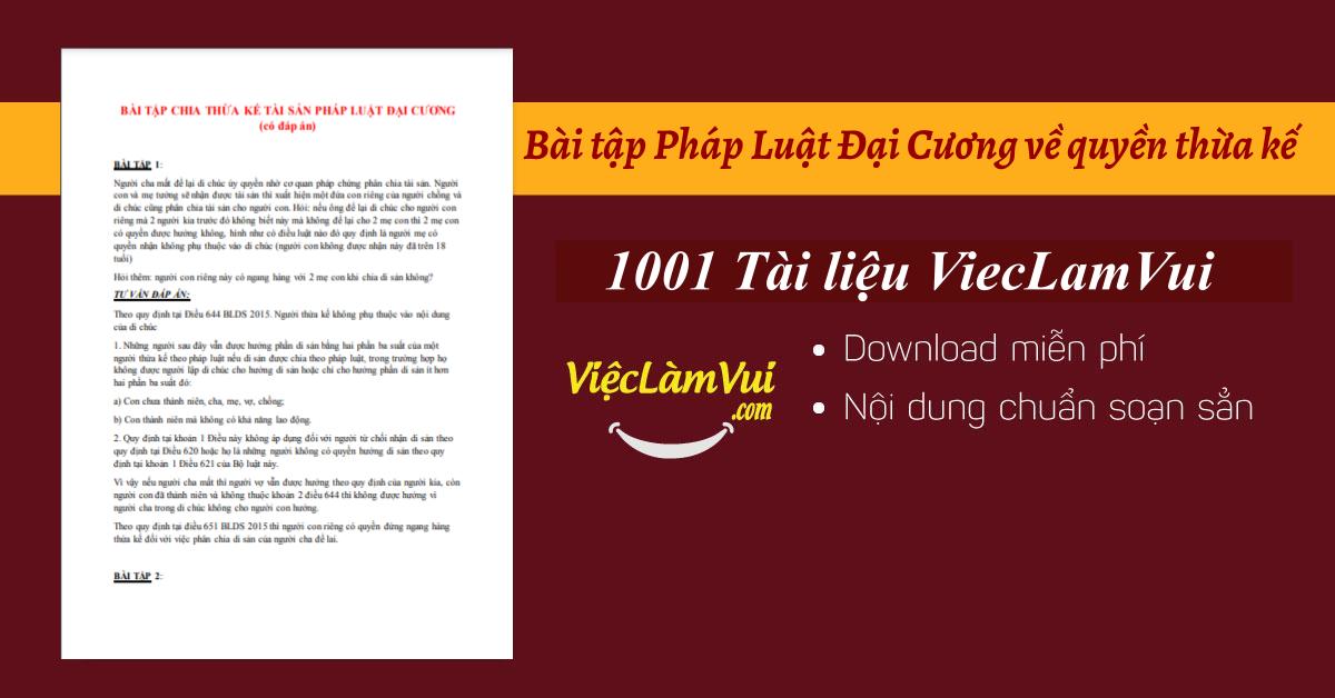 Bài tập Pháp Luật Đại Cương về quyền thừa kế