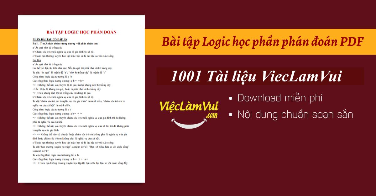 Bài tập Logic cho Khóa học Phán đoán PDF