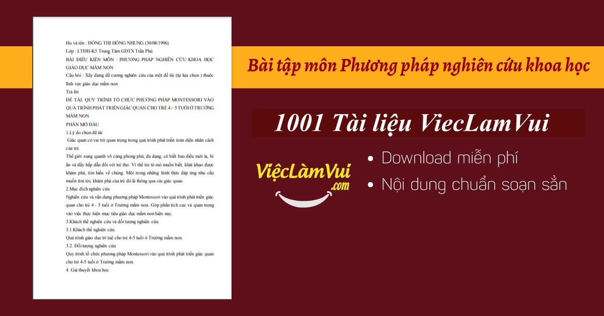 Bài tập môn Phương pháp nghiên cứu khoa học PDF