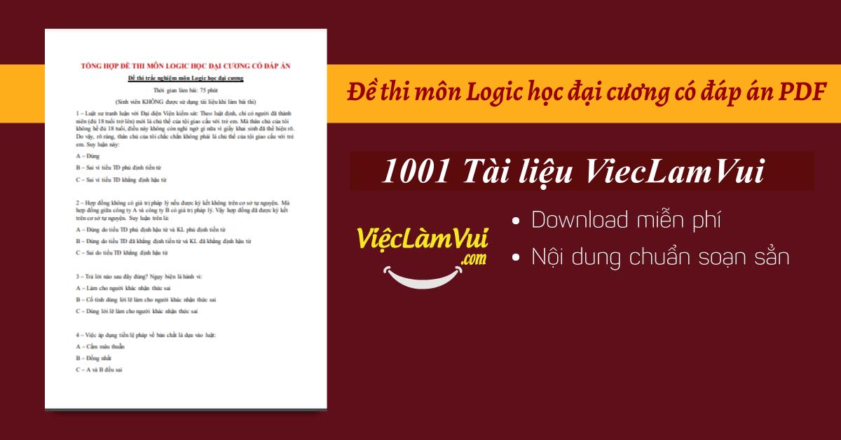 Đề thi môn Logic học đại cương có đáp án PDF