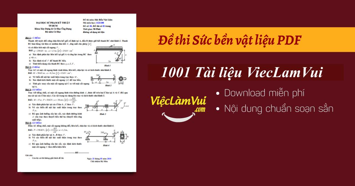 Đề thi Sức bền vật liệu PDF