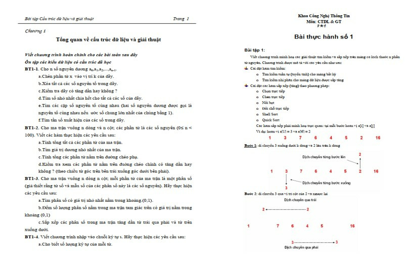 Bài tập cấu trúc dữ liệu và giải thuật có lời giải PDF