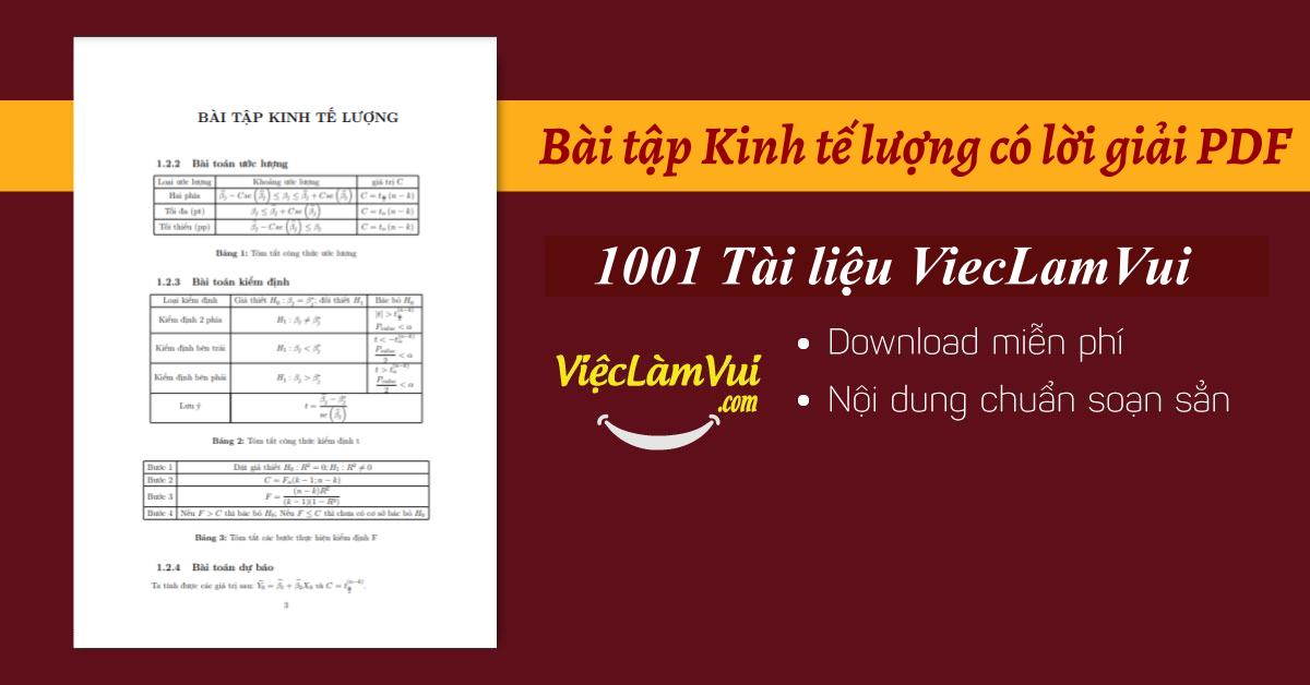 Bài tập Kinh tế lượng có lời giải PDF