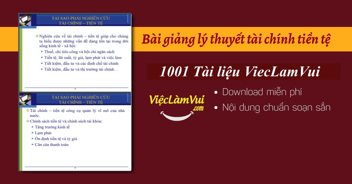 Bài giảng lý thuyết tài chính tiền tệ