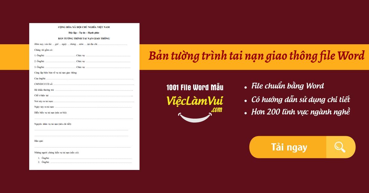 Bản tường trình tai nạn giao thông file Word