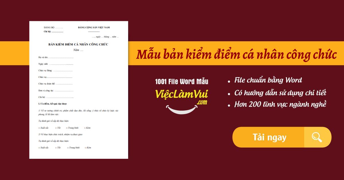 Mẫu bản kiểm điểm cá nhân công chức file Word