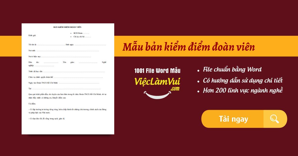 Mẫu bản kiểm điểm đoàn viên