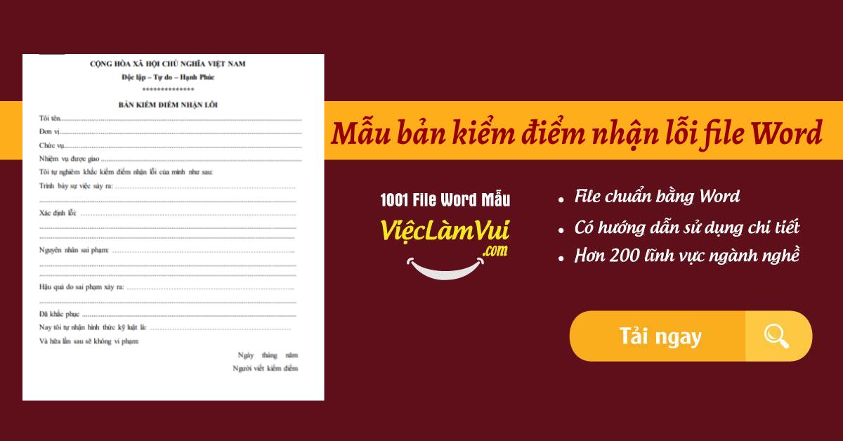 Mẫu bản kiểm điểm nhận lỗi file Word