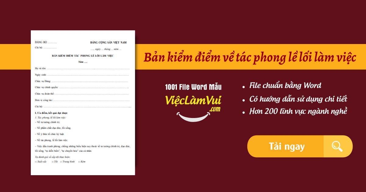 Mẫu bản kiểm điểm về tác phong lề lối làm việc