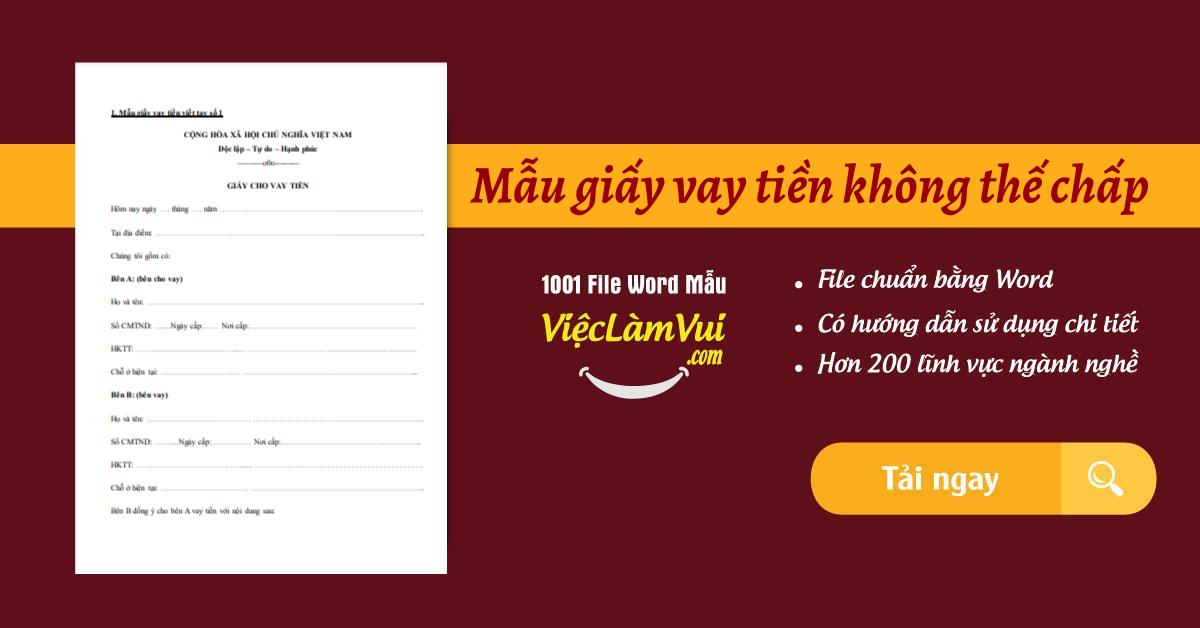 Mẫu giấy vay tiền không thế chấp