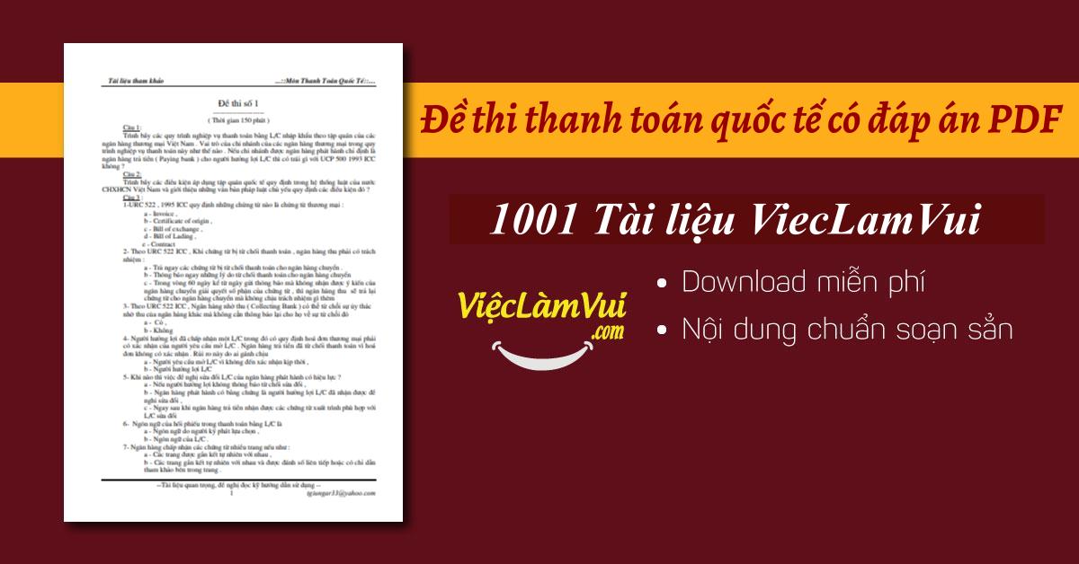 Đề thi thanh toán quốc tế có đáp án PDF