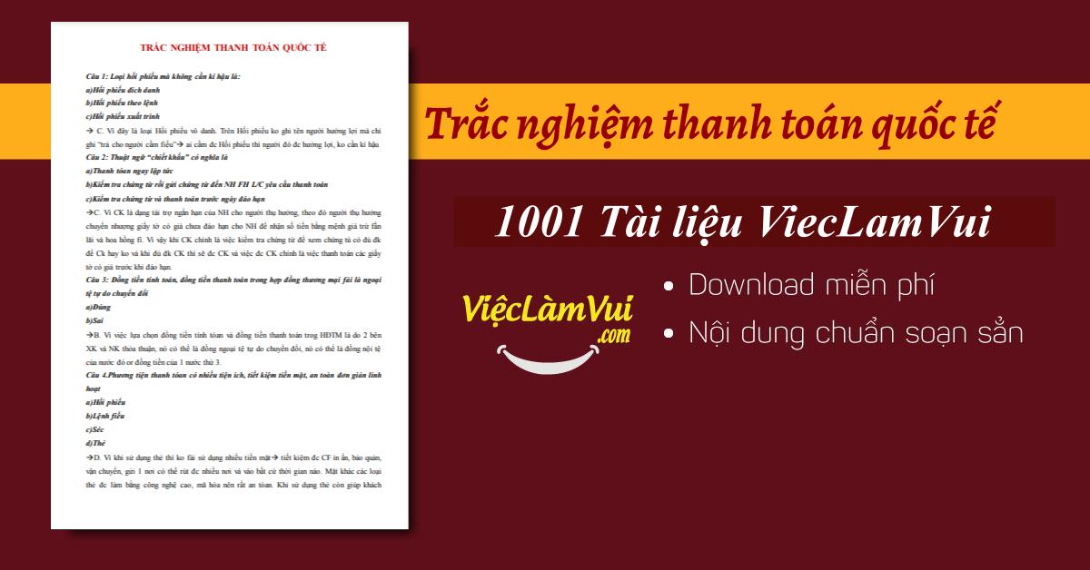 490+ câu hỏi trắc nghiệm thanh toán quốc tế có đáp án