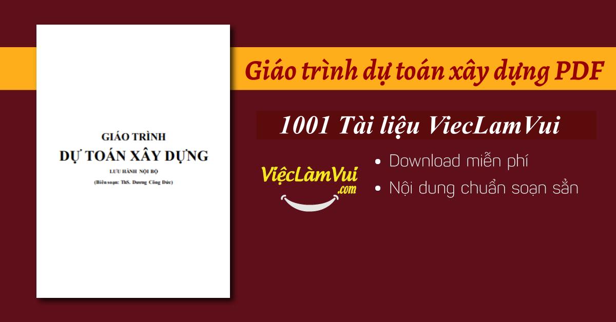 Giáo trình dự toán xây dựng PDF