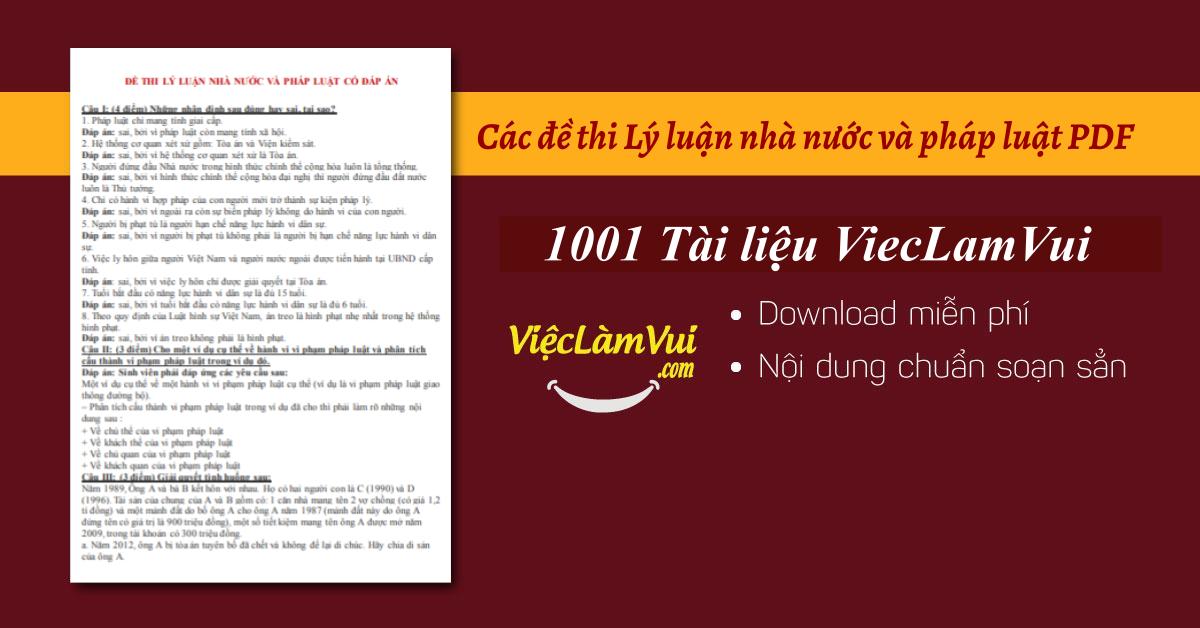 Các đề thi Lý luận nhà nước và pháp luật PDF