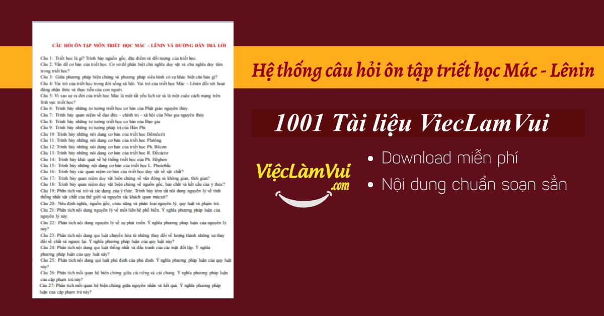 Hệ thống câu hỏi ôn tập triết học Mác - Lênin