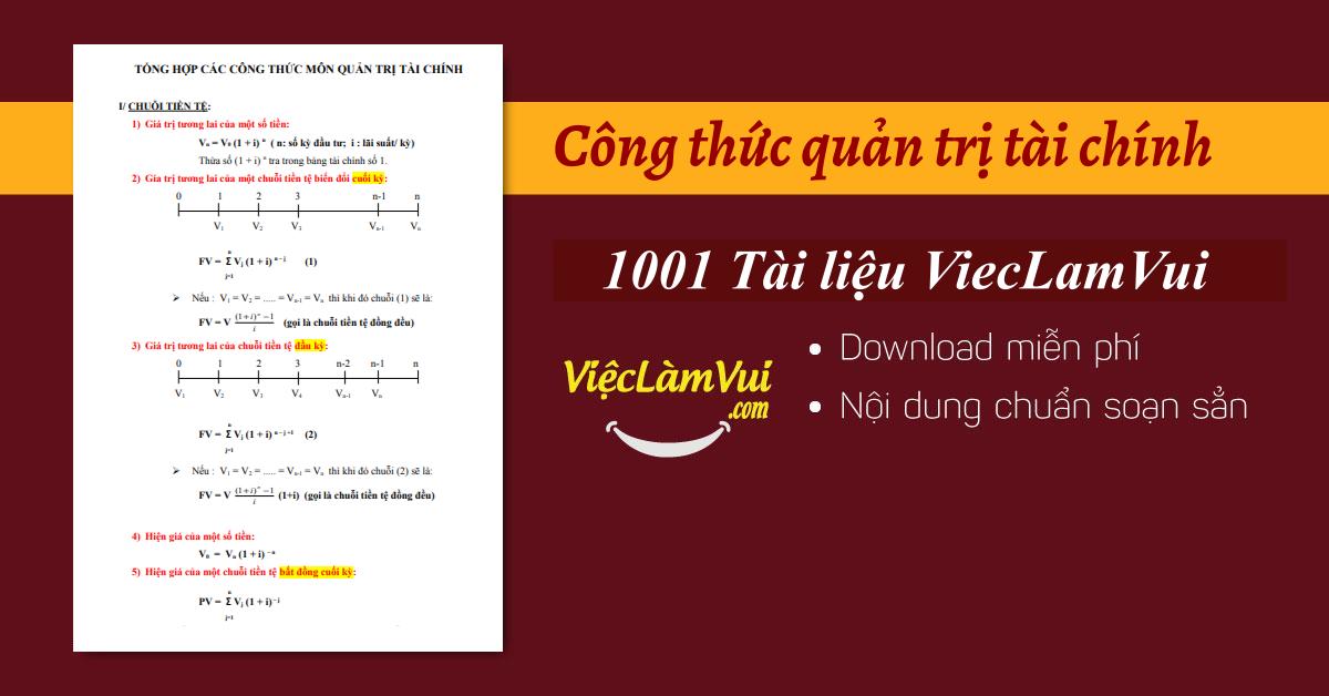 Công thức quản trị tài chính Full