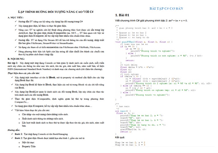 Bài tập lập trình hướng đối tượng C # có lời giải - ViecLamVui