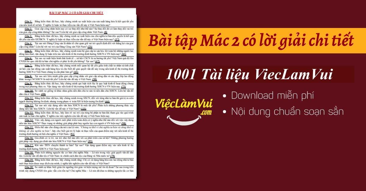 Bài tập Mác 2 có lời giải chi tiết