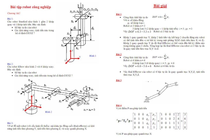 Bài tập Robot công nghiệp có lời giải PDF