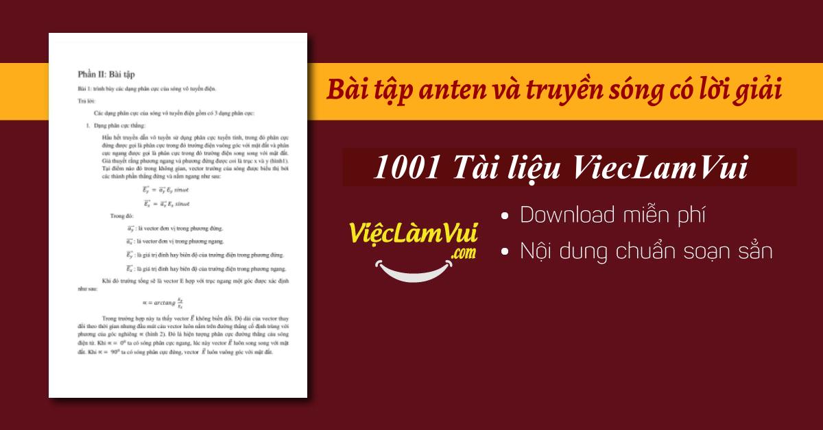 Bài tập anten và truyền sóng có lời giải