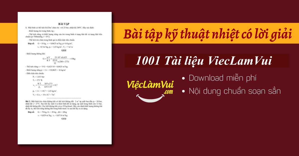 Bài tập kỹ thuật nhiệt có lời giải PDF