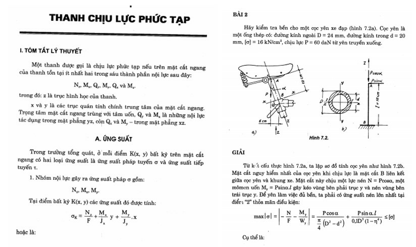 Bài tập thanh chịu lực phức tạp có lời giải PDF