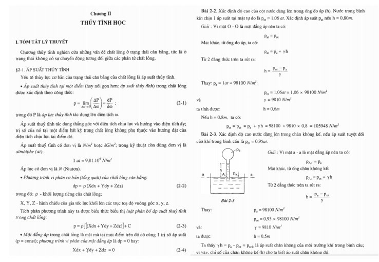 Bài tập thủy tĩnh học có lời giải PDF