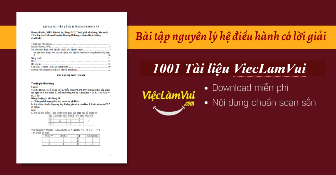 Bài tập nguyên lý hệ điều hành có lời giải