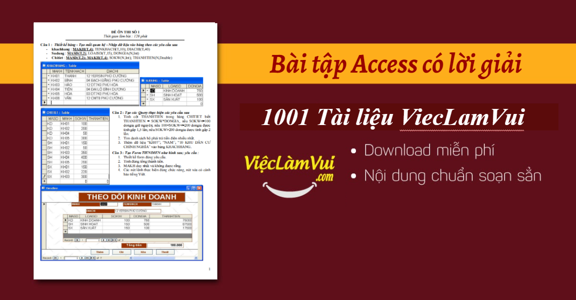 Bài tập Access có lời giải