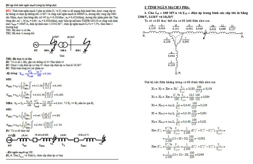 Bài tập ngắn mạch có lời giải PDF