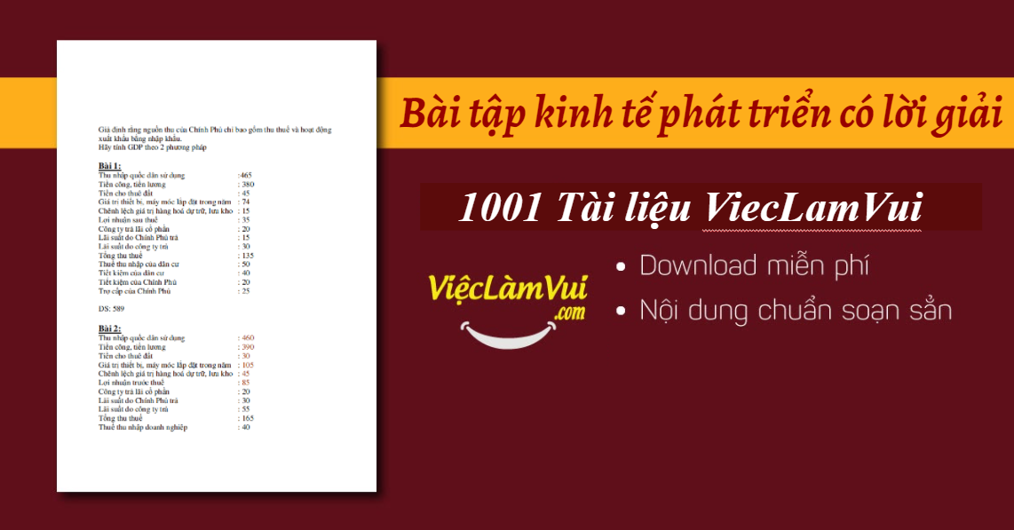 Bài tập kinh tế phát triển có lời giải