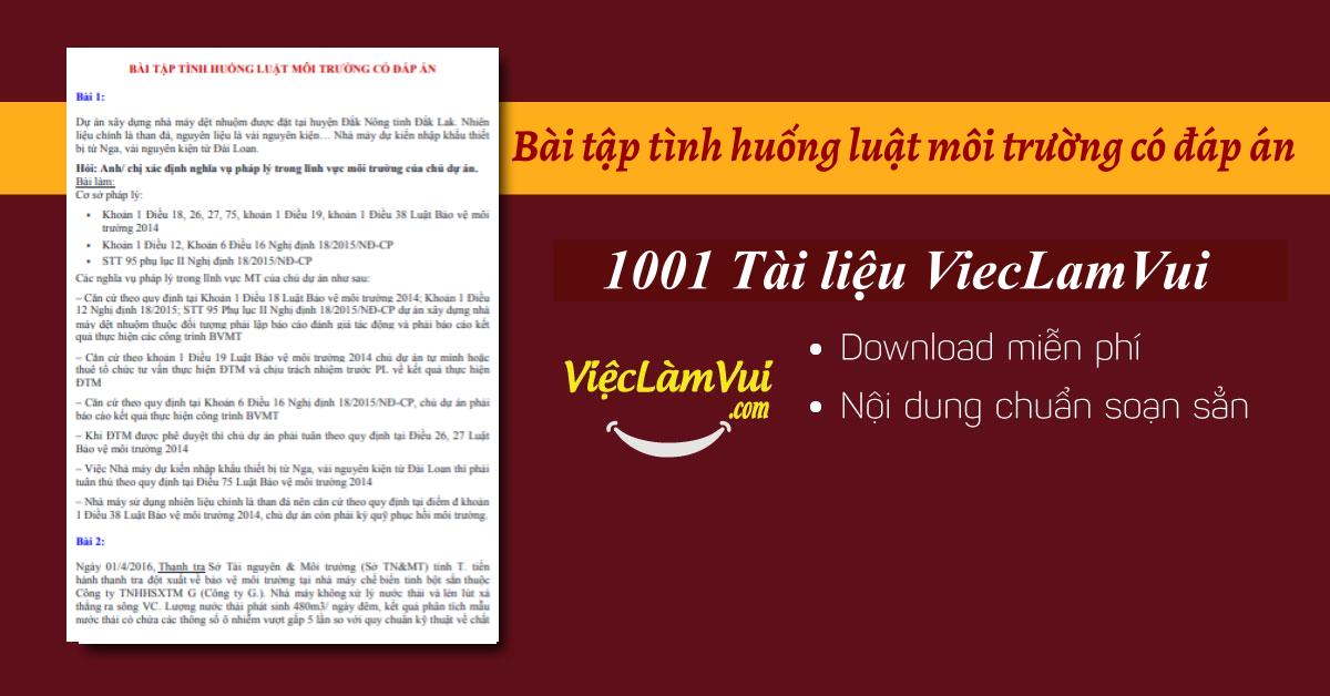 Bài tập tình huống luật môi trường có đáp án