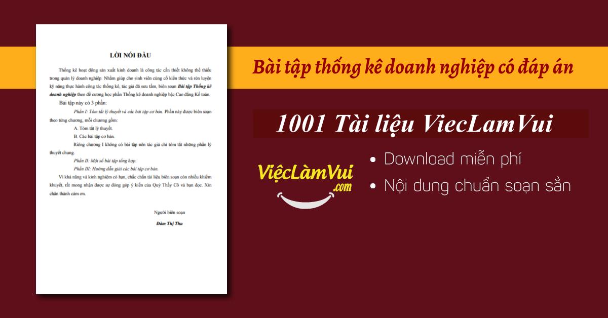 Bài tập thống kê doanh nghiệp có đáp án PDF