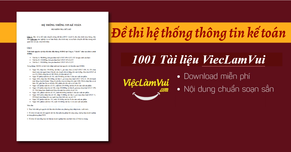 Tổng hợp đề thi hệ thống thông tin kế toán PDF