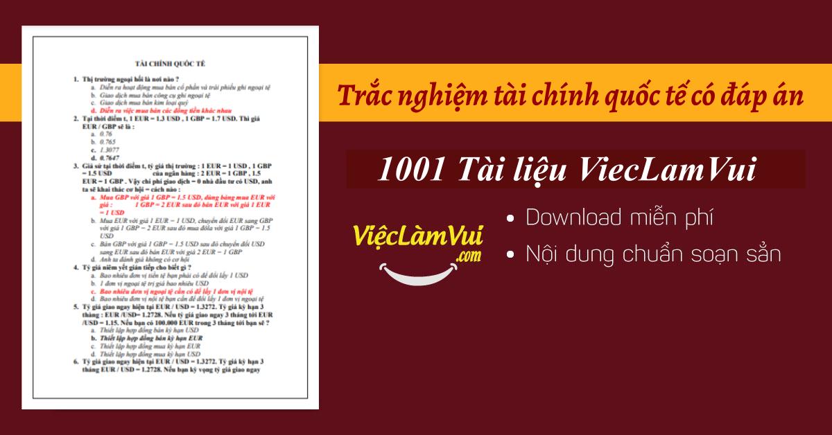 Trắc nghiệm tài chính quốc tế có đáp án