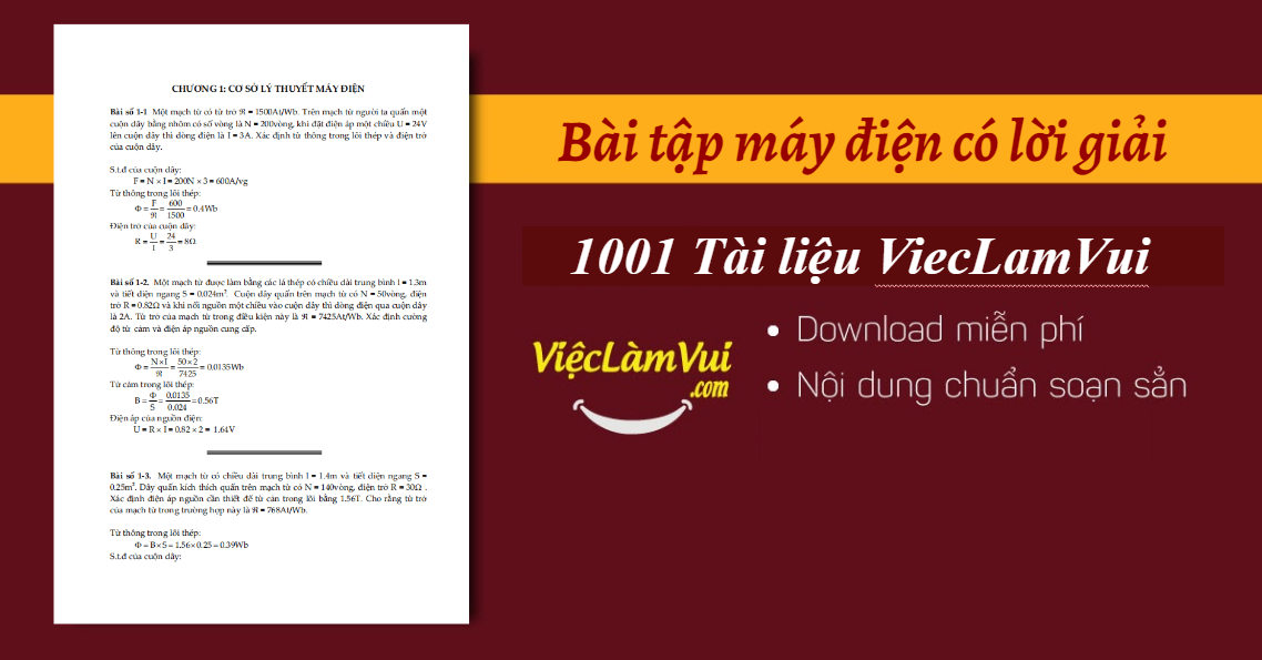 Bài tập máy điện có lời giải PDF