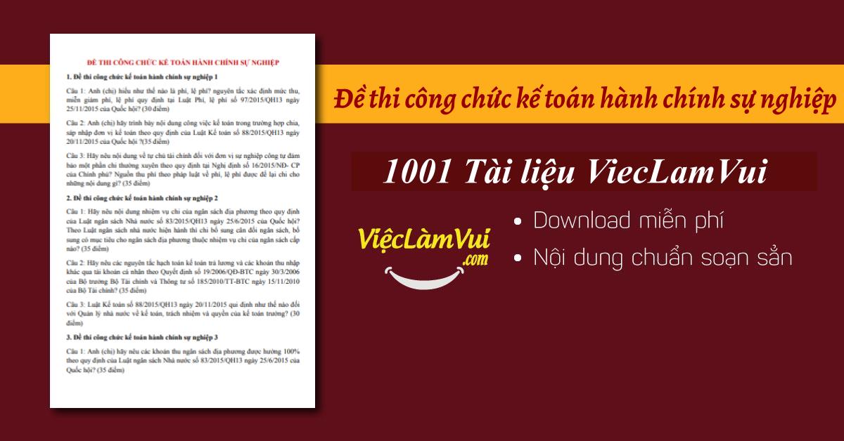 Đề thi công chức kế toán hành chính sự nghiệp